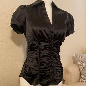 blouse satin feeling, with a corset style blouse combine (feel and look)